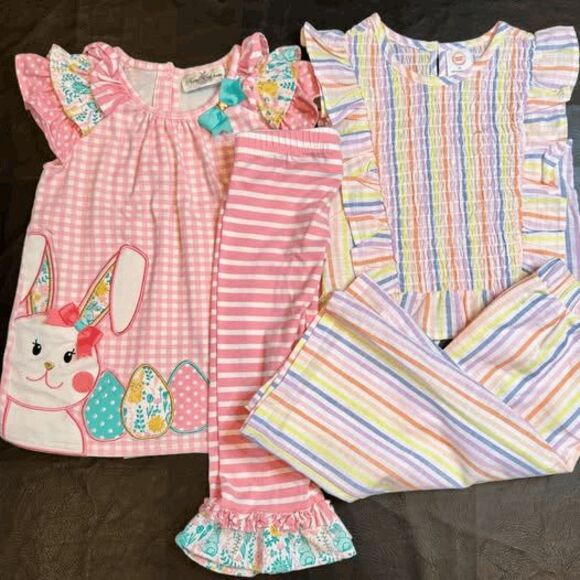 Rare Editions Bunny Top, Pants Set & Wonder Nation Top, Capri Set 2 4T Girls Out - Picture 1 of 4